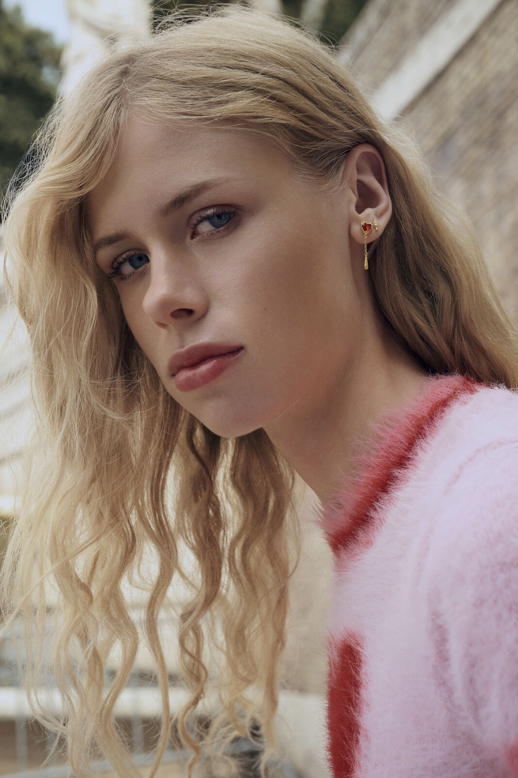 Lady hængeøreringe - forgyldt